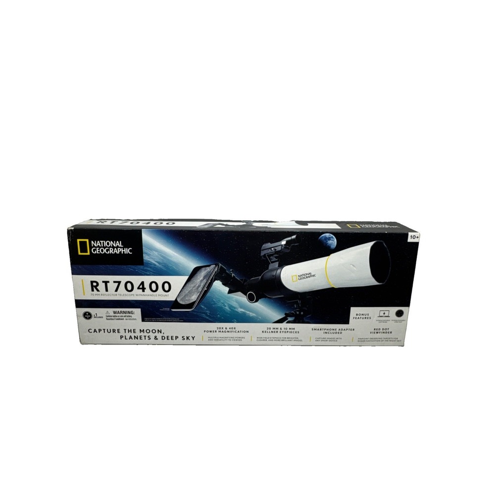 National Geographic RT70400 70mm Reflector Telescope Panhandle Mount White Black